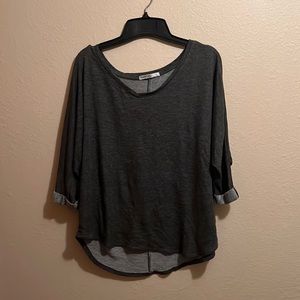 Petite Large Grey Femme 3/4 Sleeve Top